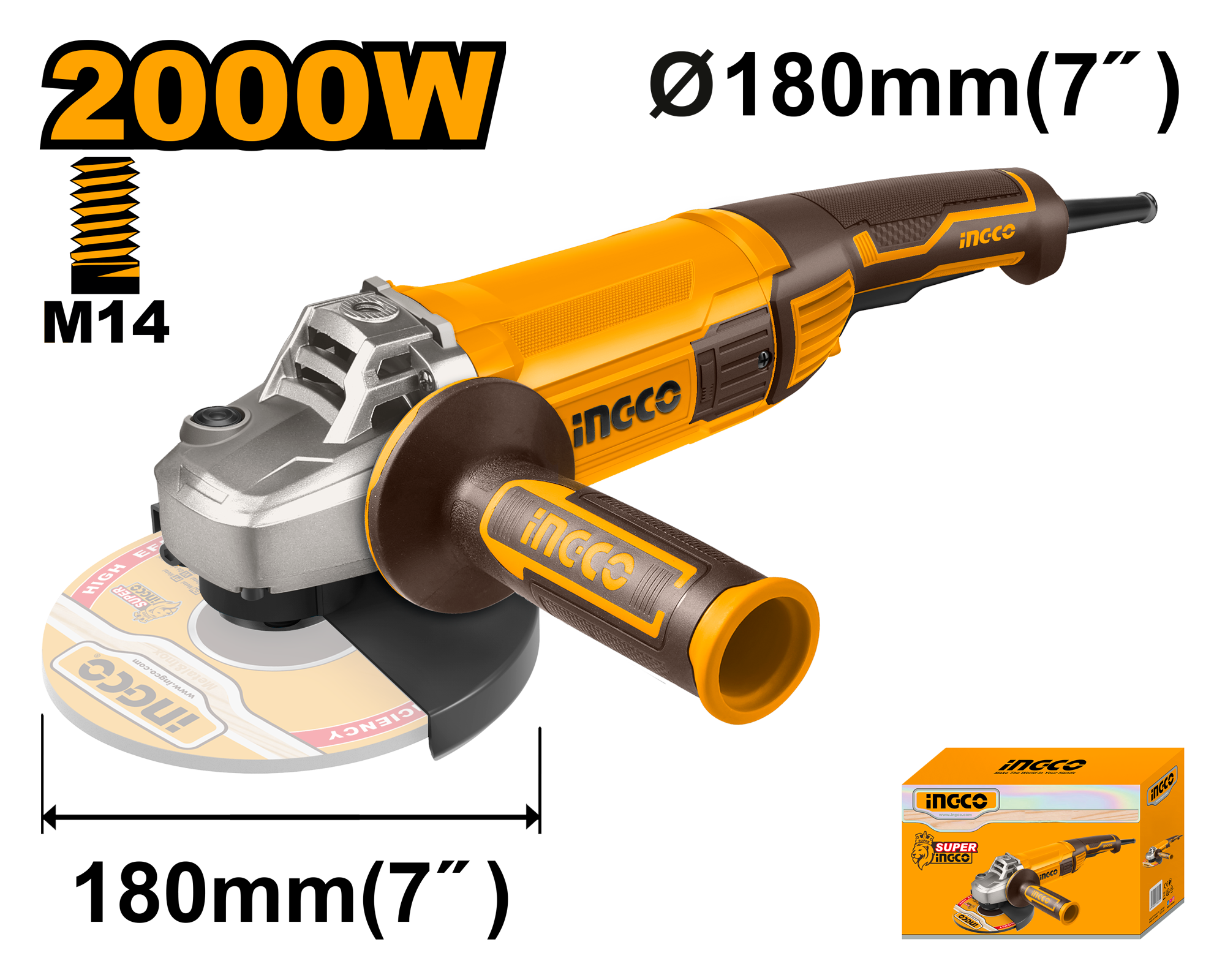 INGCO 2000W Angle Grinder - AG200018 Main image