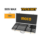 INGCO 7 PCs SDS Max Hammer Drill Bit and Chisel Set - AKD5075