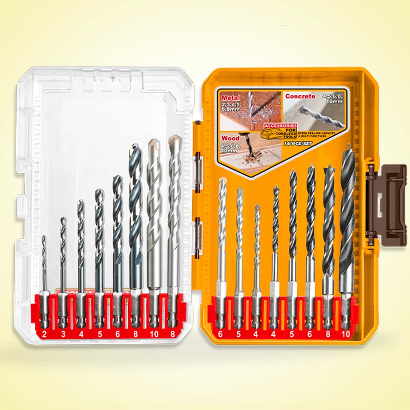INGCO 16 PCs Metal, Masonry and Wood Drill Bits Set - AKDL11608