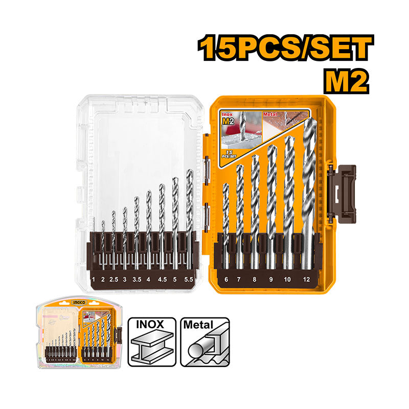 INGCO 15 PCs M2 HSS Drill Bits Set - AKDL51508
