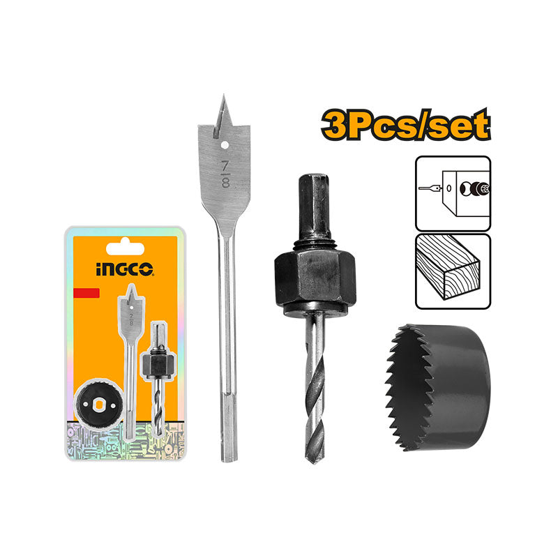 INGCO 3PCs Lock Installation Hole Saw Set - AKHS302