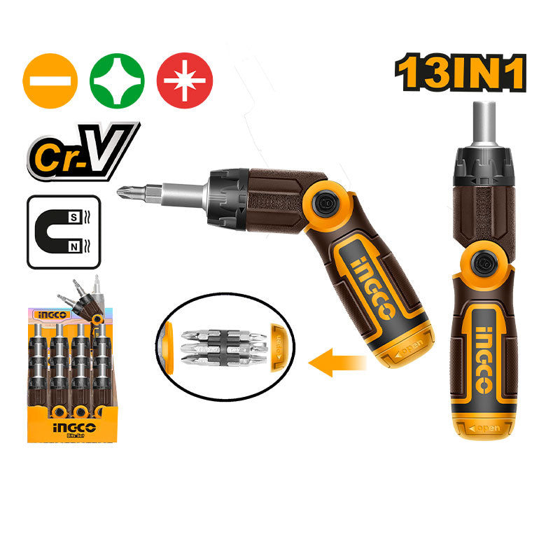 INGCO 13 In 1 Ratchet Screwdriver Set - AKISD1208