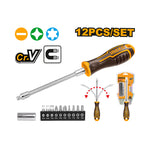 INGCO 12 PCs Flexible Shaft Screwdriver Set - AKSDFL1208