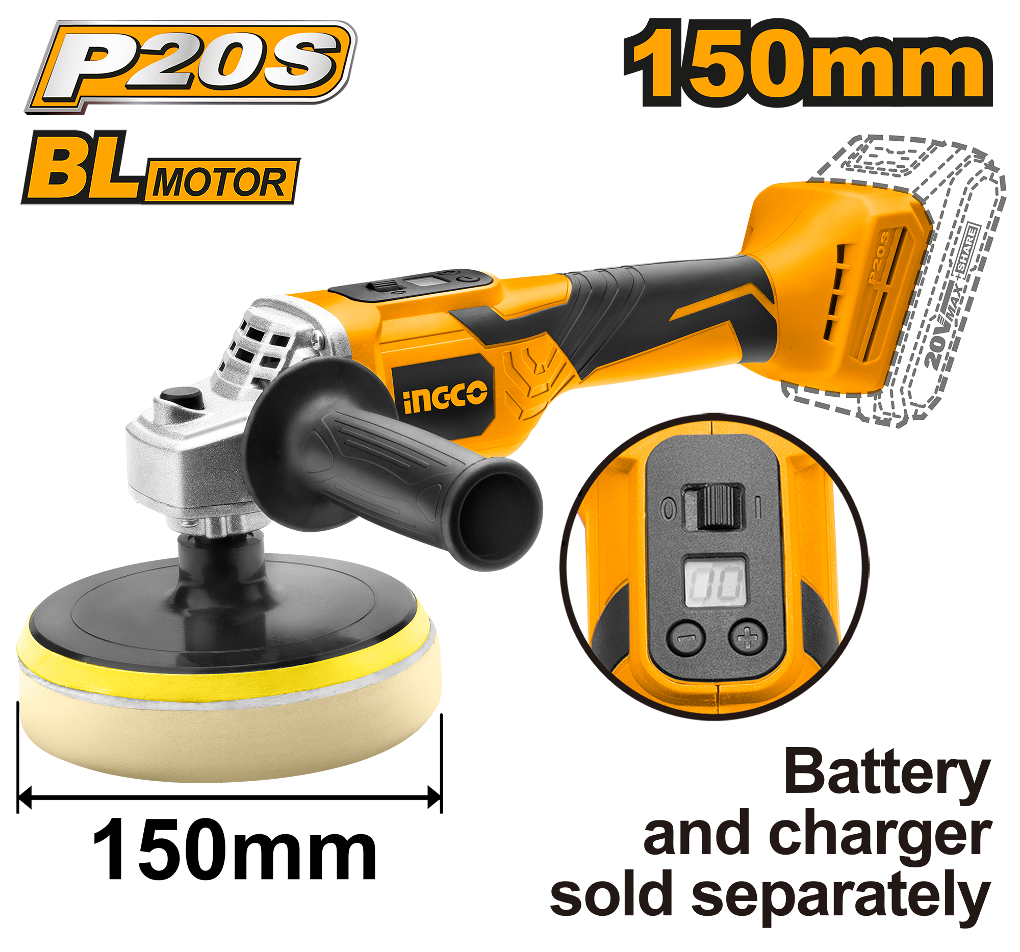 INGCO Cordless Polisher 20V - C6 - APLI2001 Main image