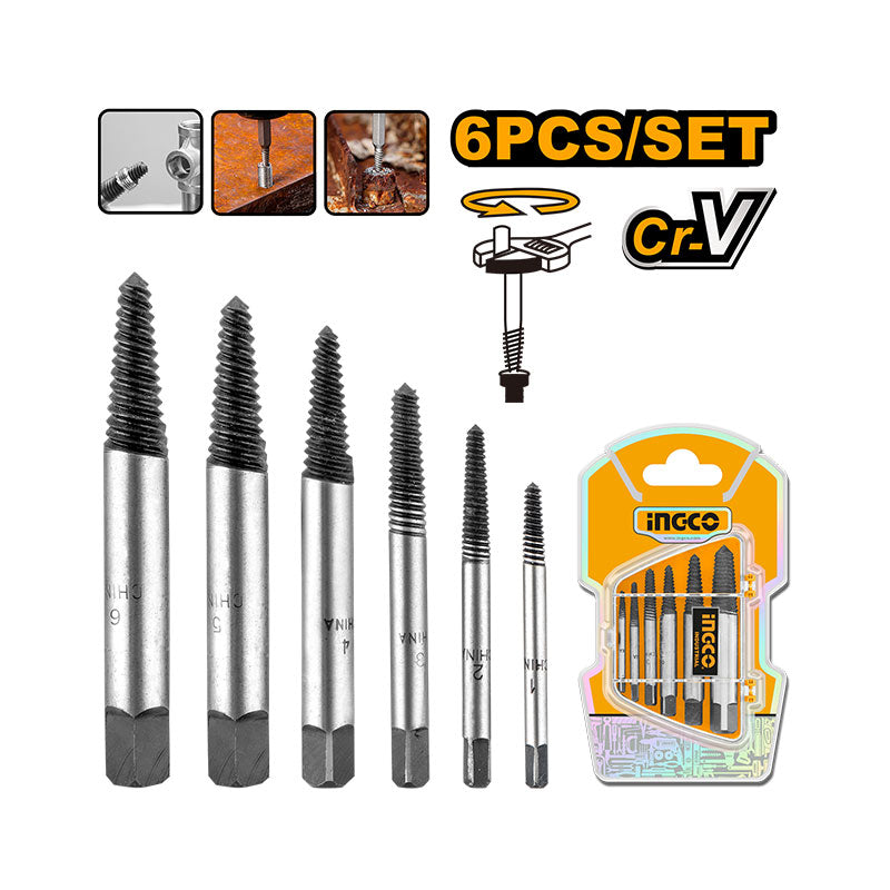 INGCO 6 PCs Screw Extractor Set - ASE106