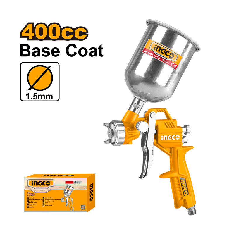 INGCO 400 CC Base Coat Air Spray Gun (1.2-1.8MM Optional Nozzle) - ASG4041