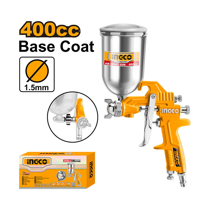 INGCO 400 CC Base Coat Air Spray Gun (1.5-2.0MM Optional Nozzle) - ASG4042