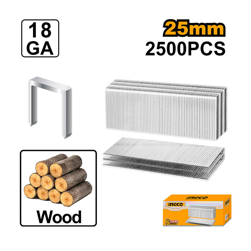 INGCO 2500 PCs, 25MM Crown Staple - AST18251