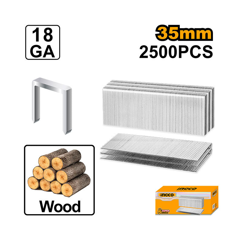 INGCO 2500 PCs, 35MM Crown Staple - AST18351