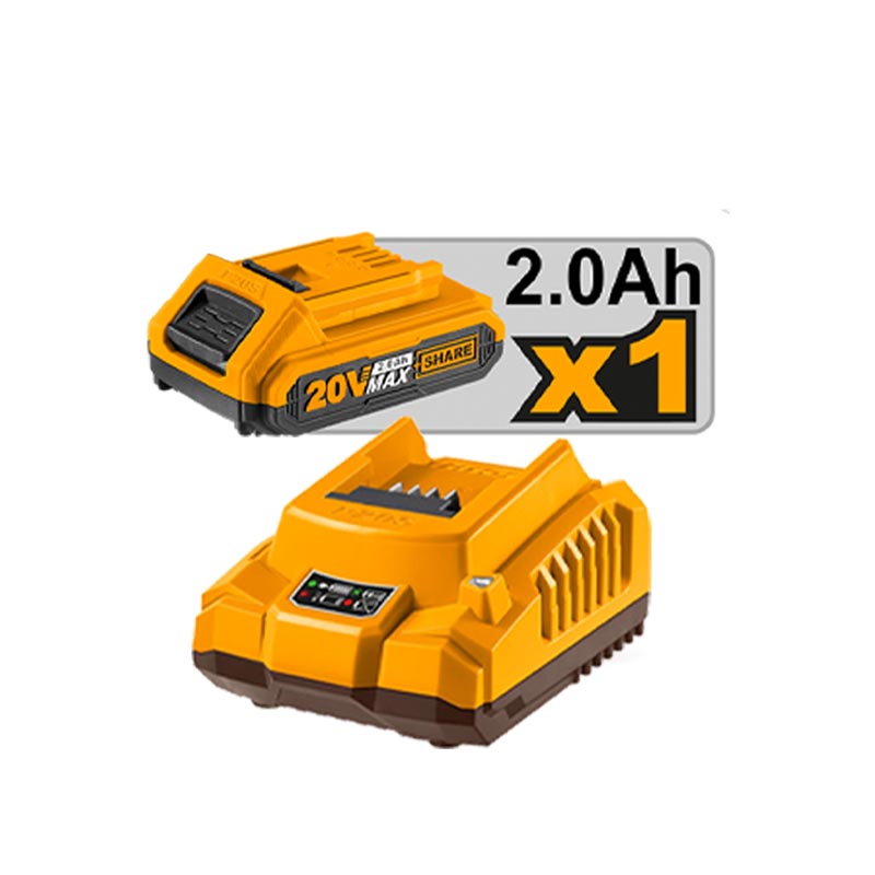 INGCO 2.7 m³/min, 2 Speed Adjustment, Variable Speed Trigger Cordless Blower + 1, 2.0Ah Battery - CABLI200181