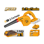 INGCO 2.7 m³/min Cordless Blower + 1, 2.0Ah Battery - CABLI20781