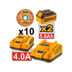 INGCO 1200W Cordless Angle Grinder + 2 PCs, 5.0Ah Battery Pack + 1 PC Charger - CAGLI2211532