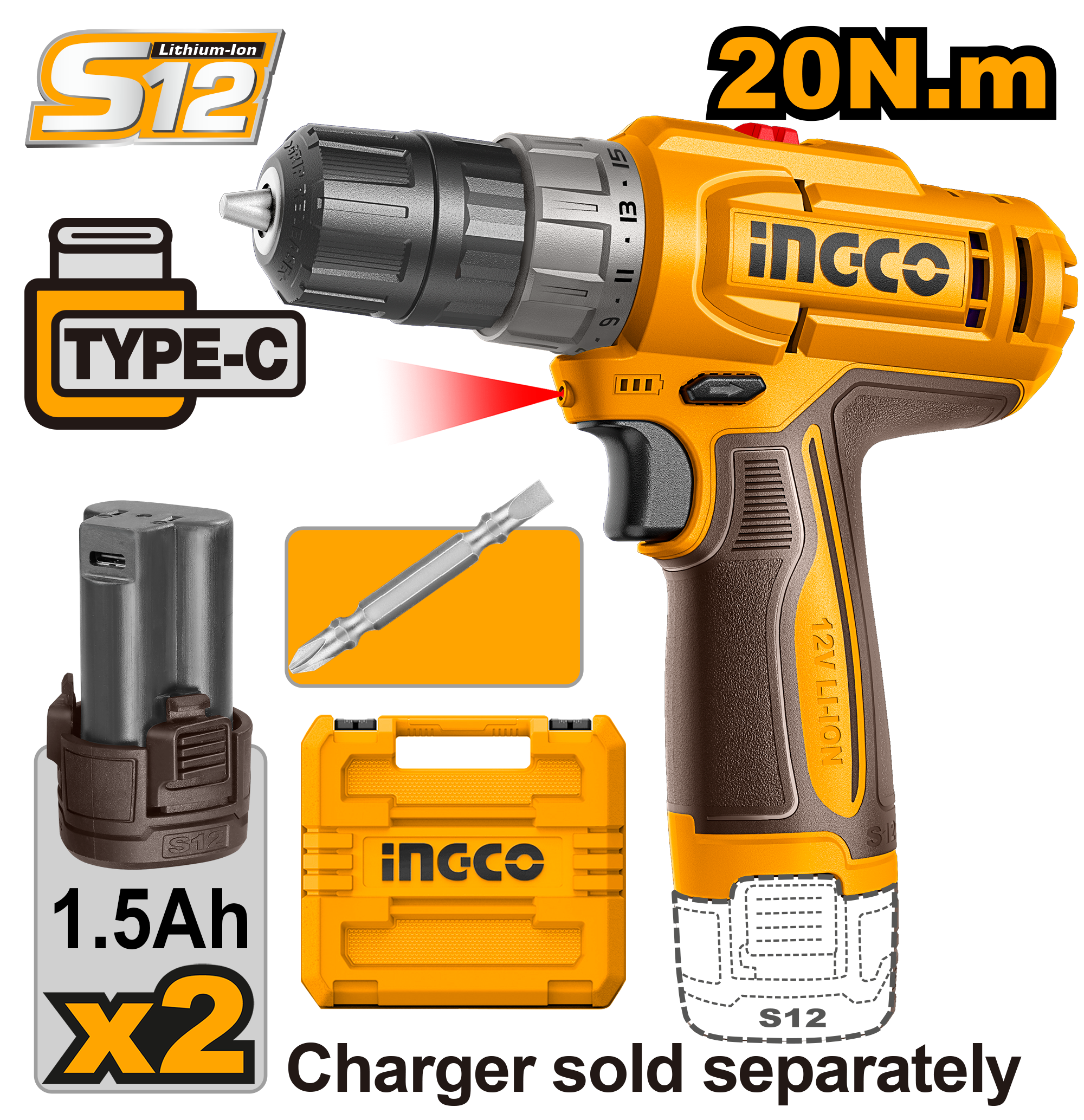 INGCO Cordless Drill - CDLI12206