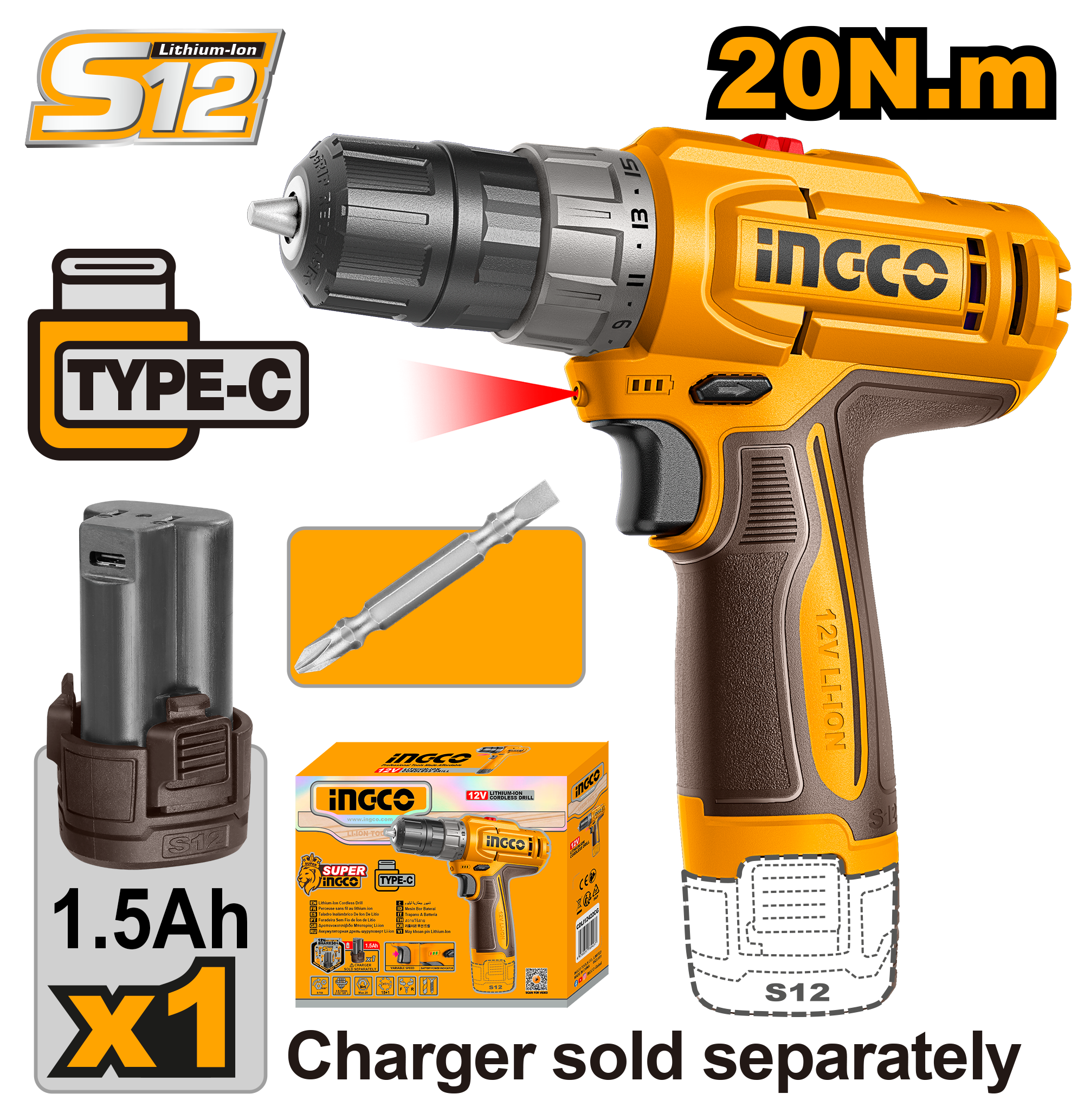 INGCO Cordless Drill - CDLI122061 Main image