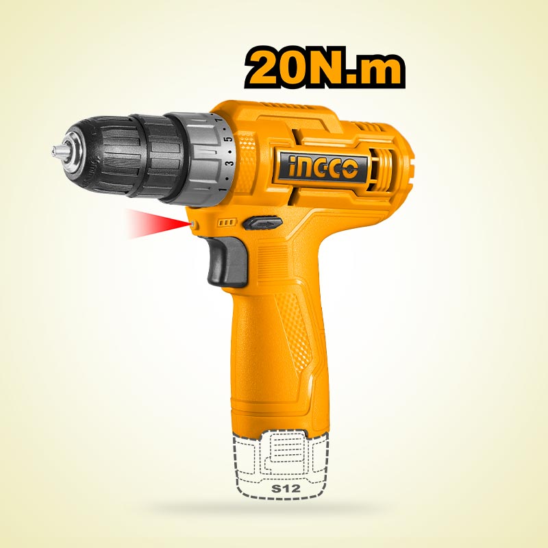 INGCO Cordless Drill 12V Type-C + Battery - P1C10 - CDLI12428 Secondary image