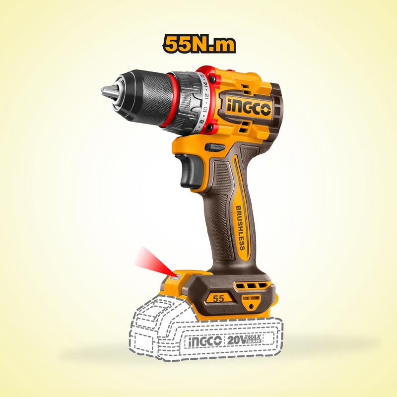 INGCO 55N.m Compact Brushless Cordless Drill - CDLI205581