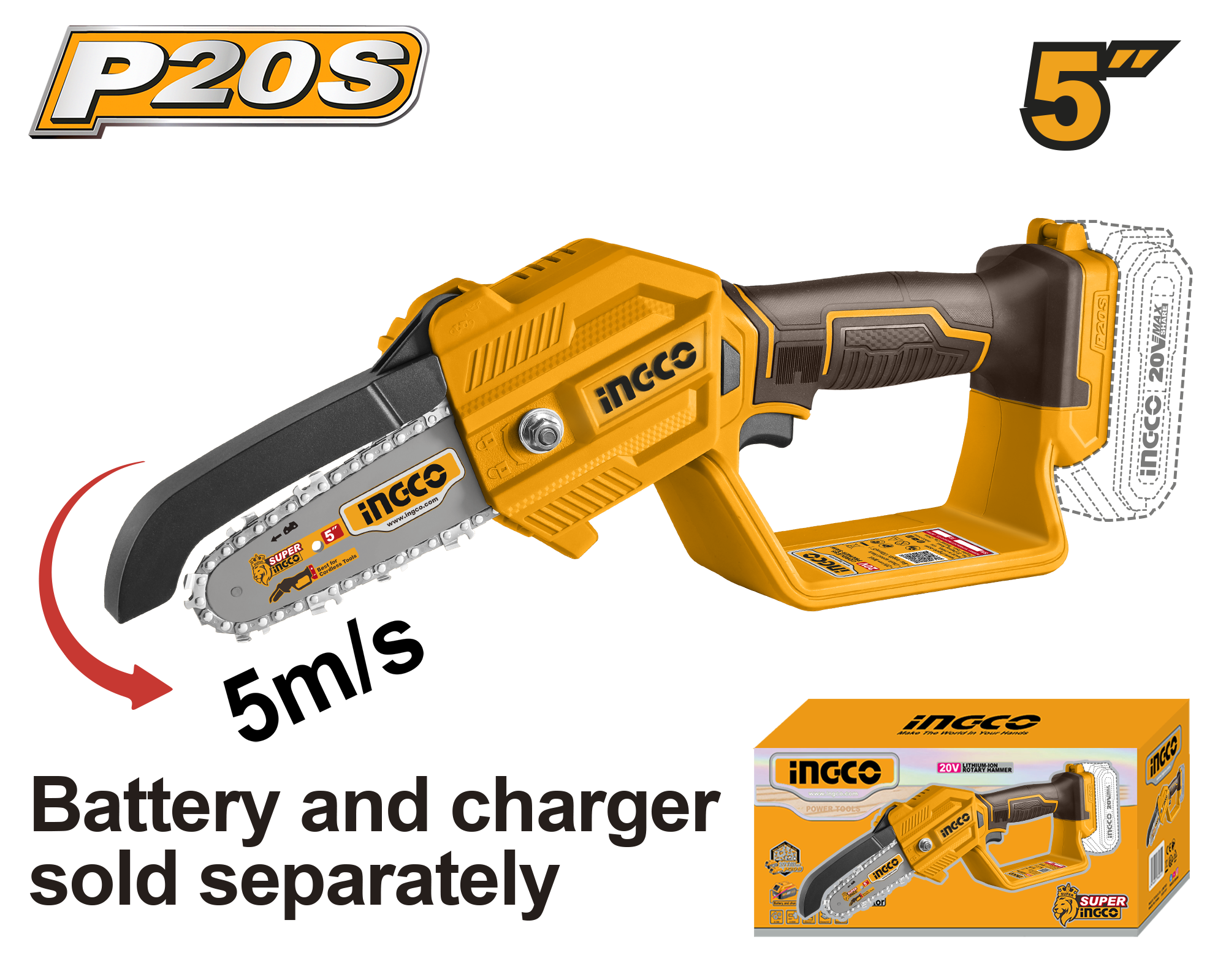 INGCO 5" Cordless Pruner Saw - CGSLI2058