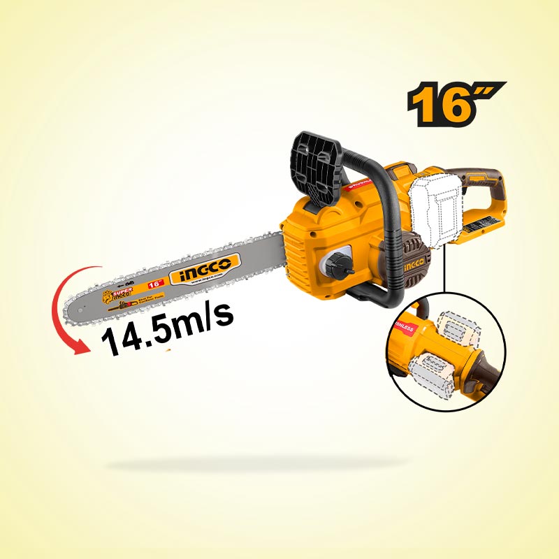 INGCO 16" Cordless Chain Saw + 2, 4.0Ah Batteries - CGSLI401682