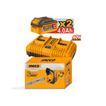 INGCO 16" Cordless Chain Saw + 2, 4.0Ah Batteries - CGSLI401682