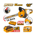 INGCO 16" Cordless Chain Saw + 2, 4.0Ah Batteries - CGSLI401682