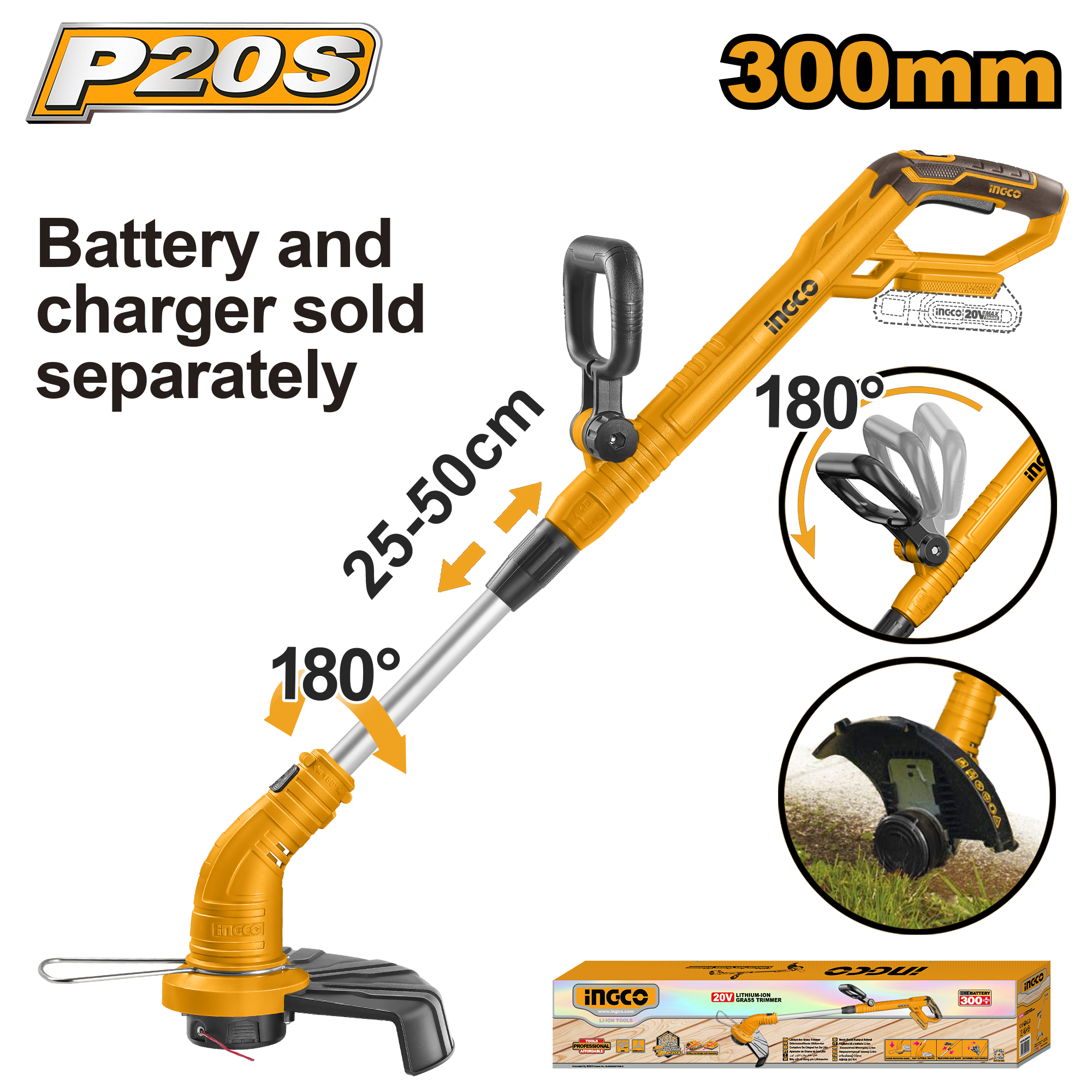 INGCO 300MM Cordless Grass Trimmer - CGTLI20018