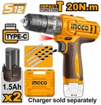 INGCO 20N.M Cordless Impact Drill - CIDLI12206