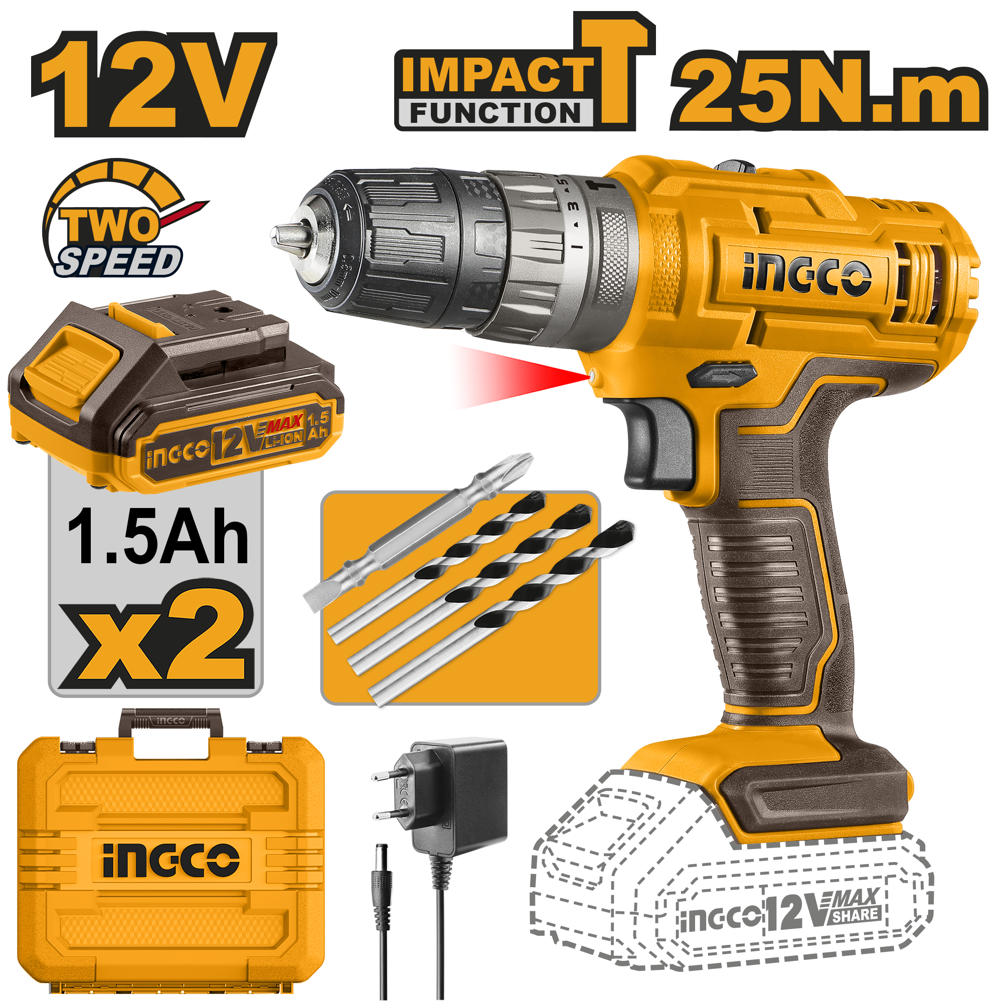 INGCO Cordless Impact Drill - CIDLI1228