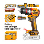 INGCO 66N.m Compact Brushless Cordless Impact Drill - CIDLI206681