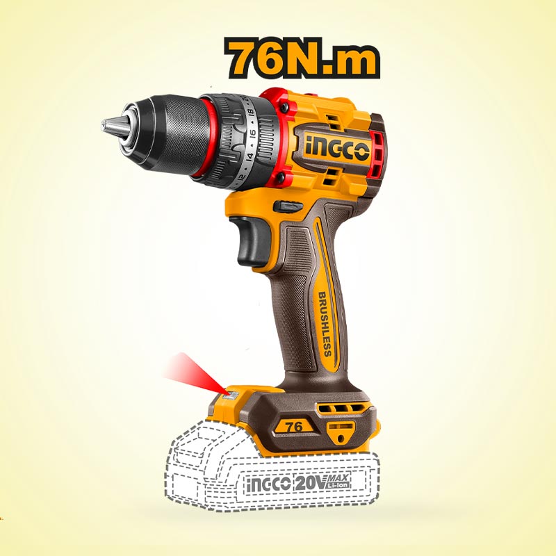 INGCO Compact Brushless Cordless Impact Drill - CIDLI20768