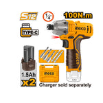 INGCO 100N.m Cordless Impact Driver - CIRLI12015