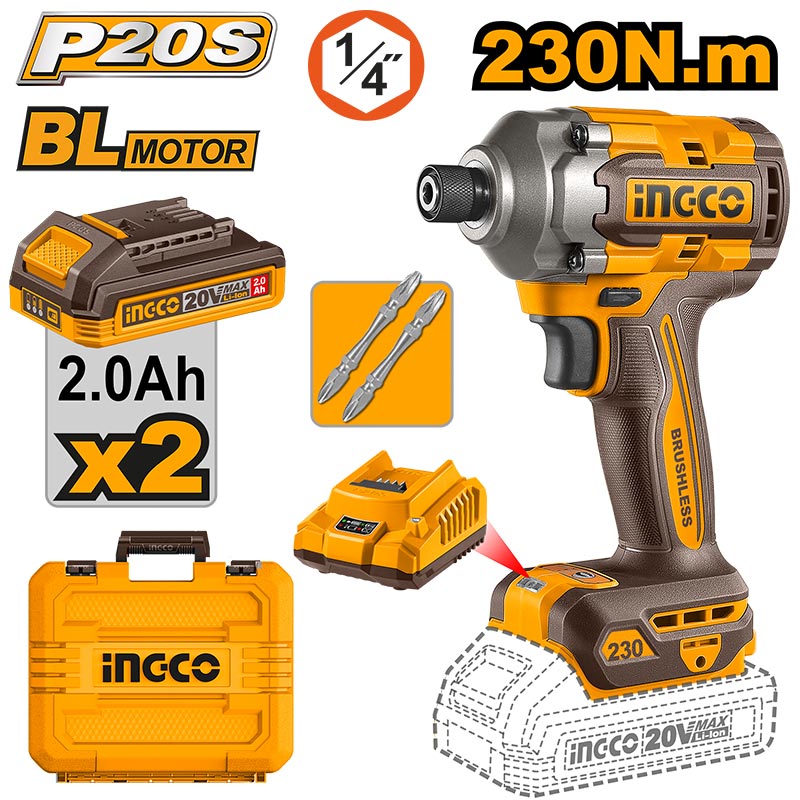 INGCO 230N.m Cordless Impact Driver - CIRLI2023
