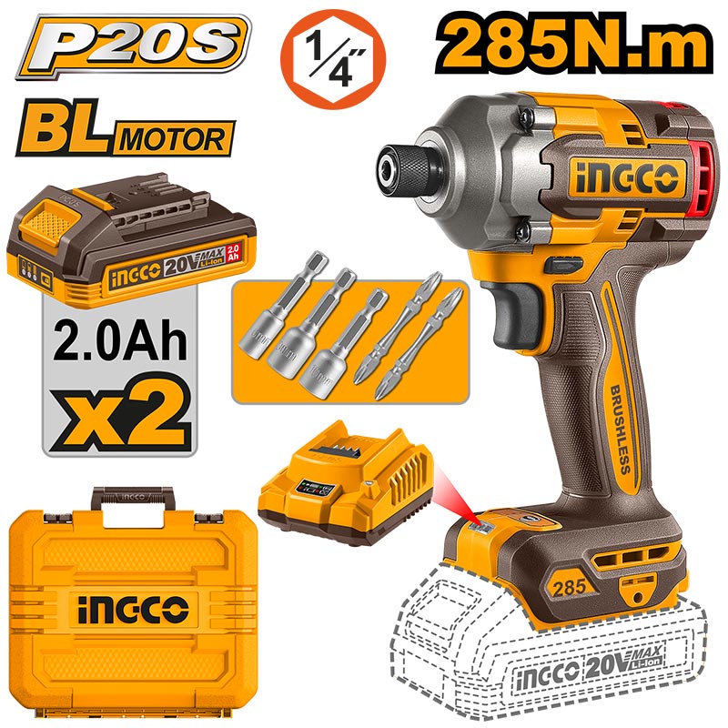 INGCO 285N.m Cordless Impact Driver - CIRLI2028