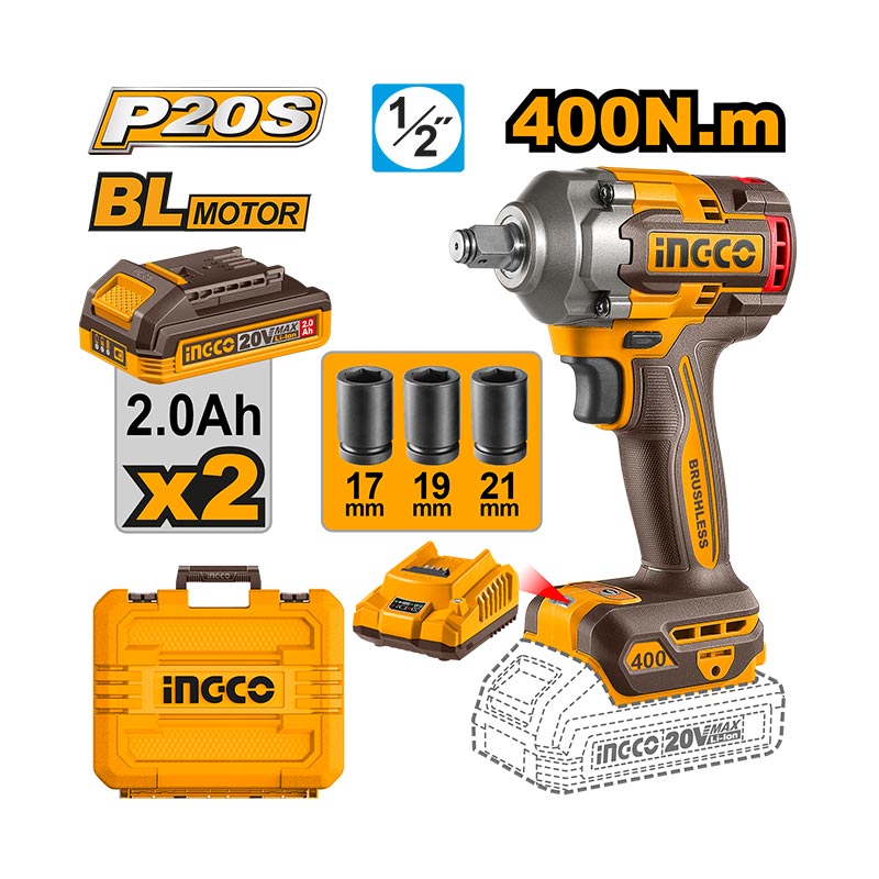 INGCO 400N.m Cordless Impact Wrench - CIWLI2040