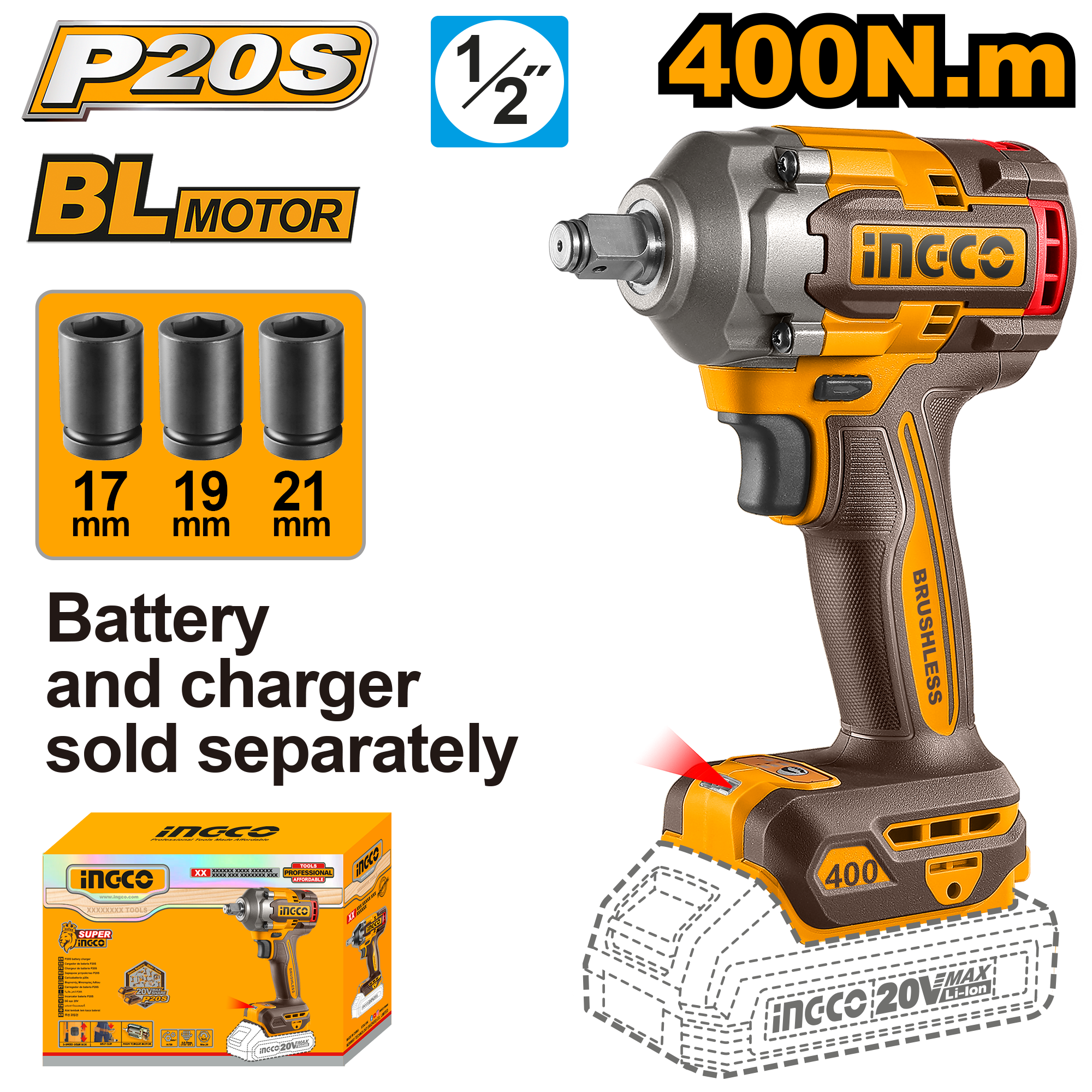 INGCO Cordless Impact Wrench - CIWLI20401