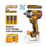 INGCO 500N.m Cordless Impact Wrench - CIWLI20501