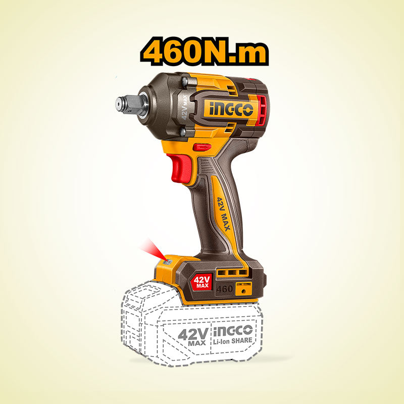 INGCO 460N.m Cordless Impact Wrench - CIWLI42461