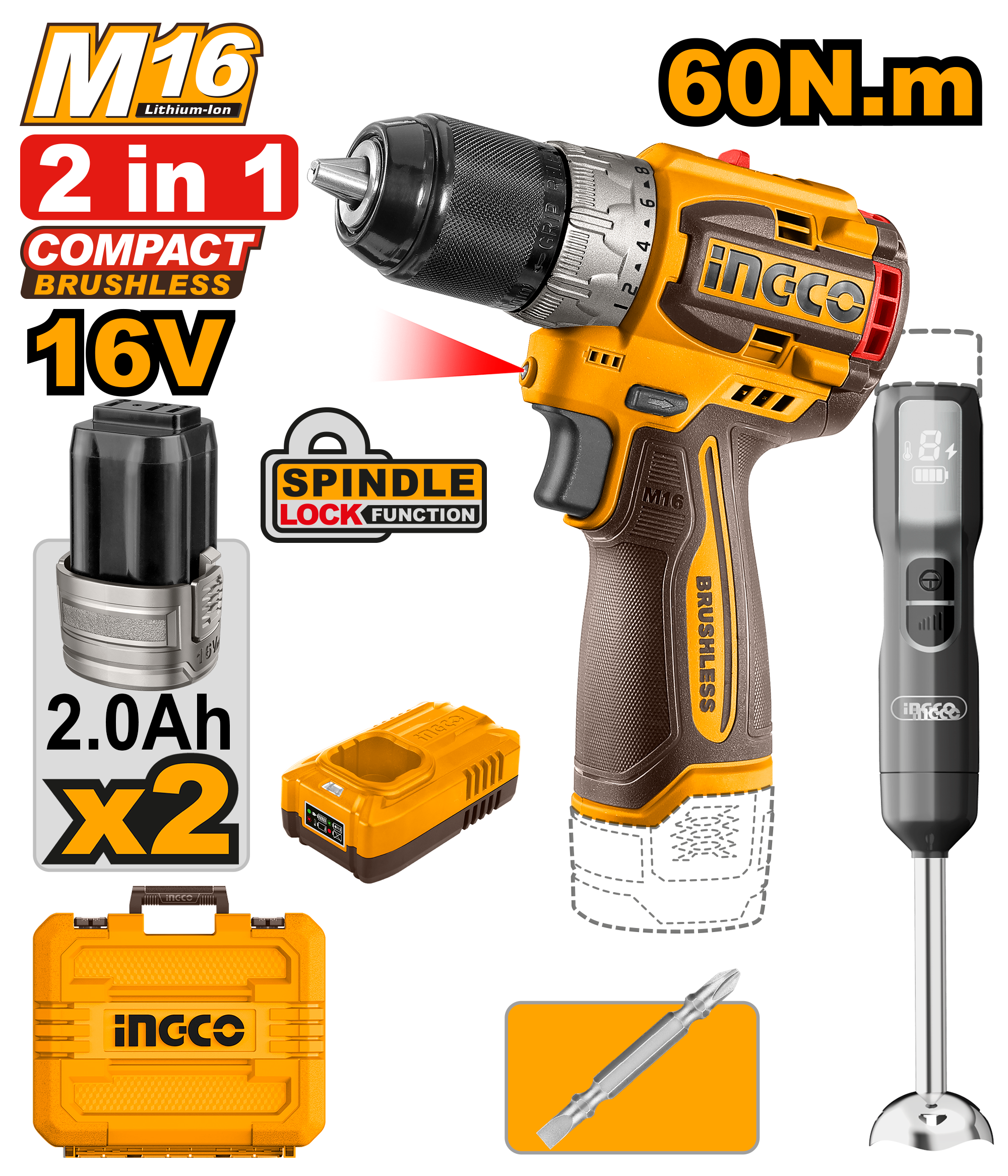 INGCO Cordless 2 Pcs Combo Kit - CKLI1628 Main image