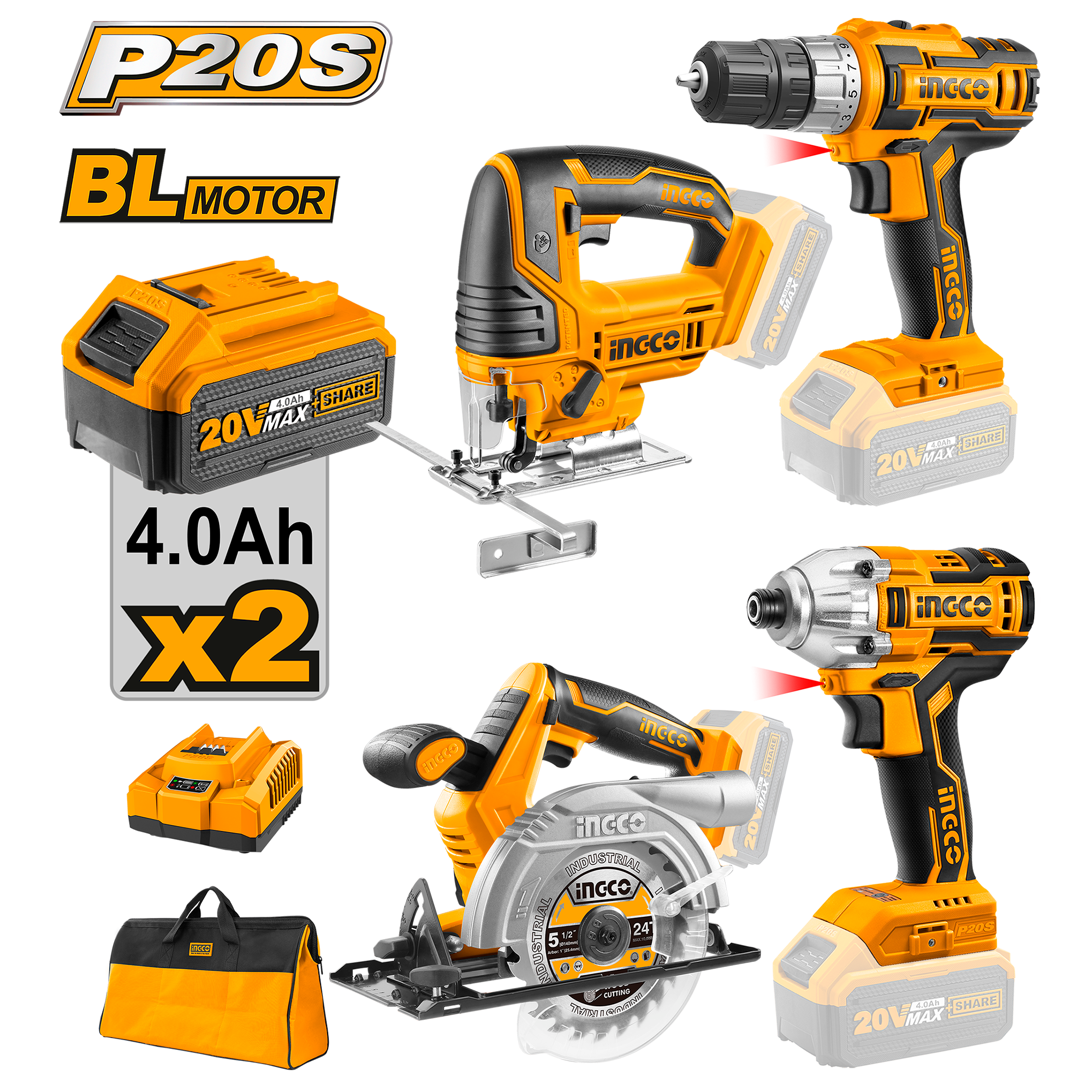 INGCO Cordless 4 Pcs Combo Kit - CKLI2010 Main image
