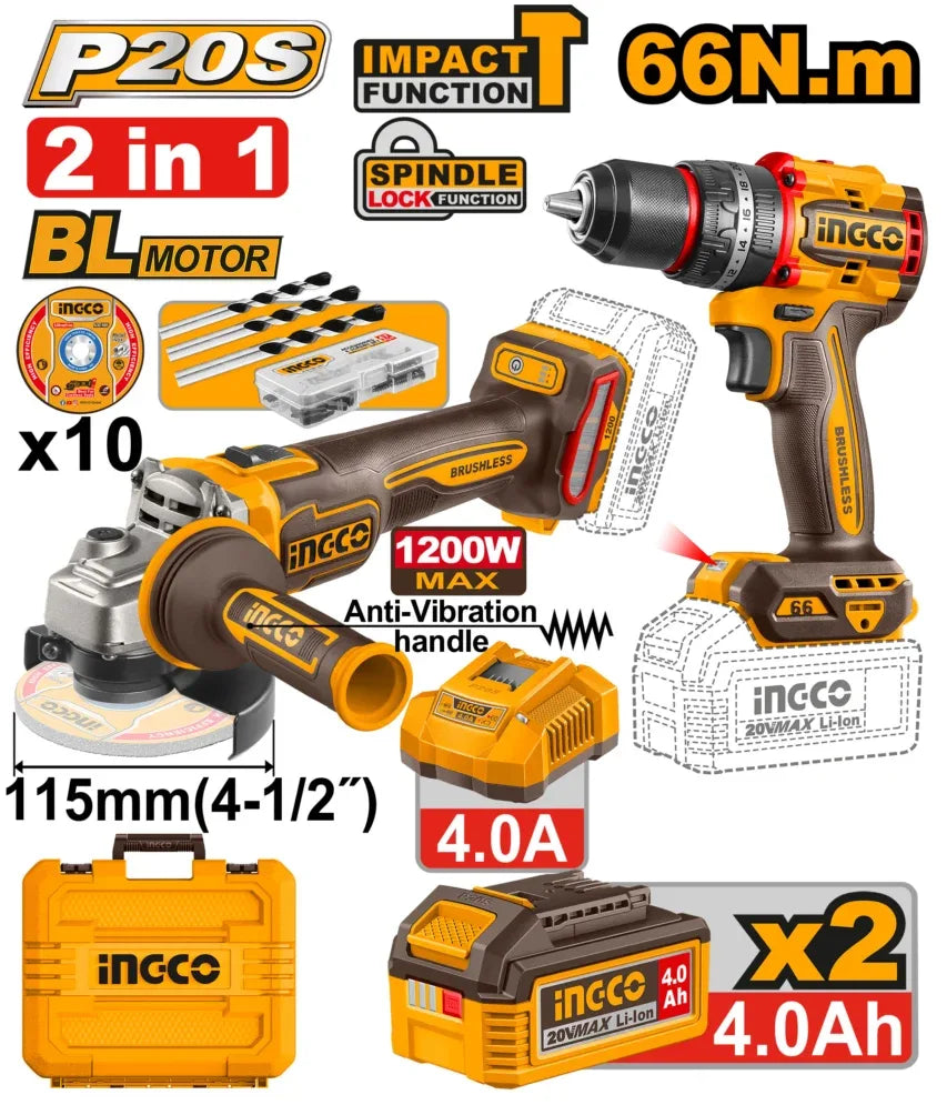 INGCO 2 Pcs Cordless combo kit - CKLI20256