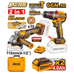 INGCO Cordless 2 PCs Combo Kit - CKLI20273