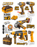 INGCO 5 Pcs Cordless Industrial Combo Kit 20V + 2 Battery - P1C1 - CKLI2058