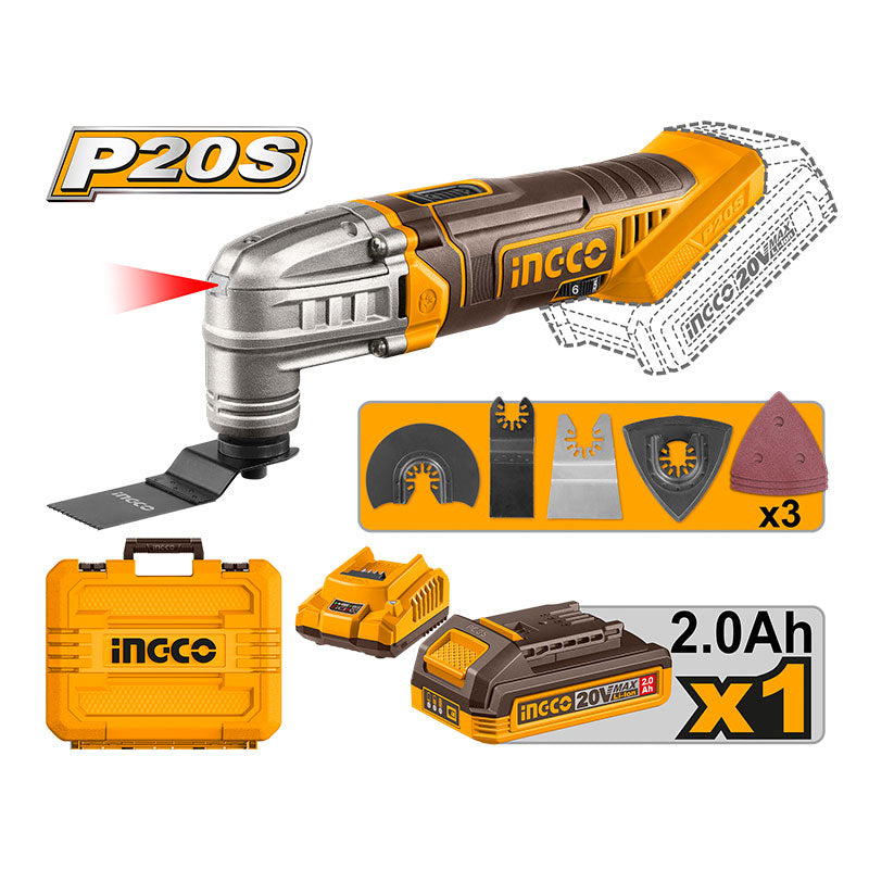 INGCO Cordless Multi-Tool + 1, 2.0Ah Battery - CMLI20228