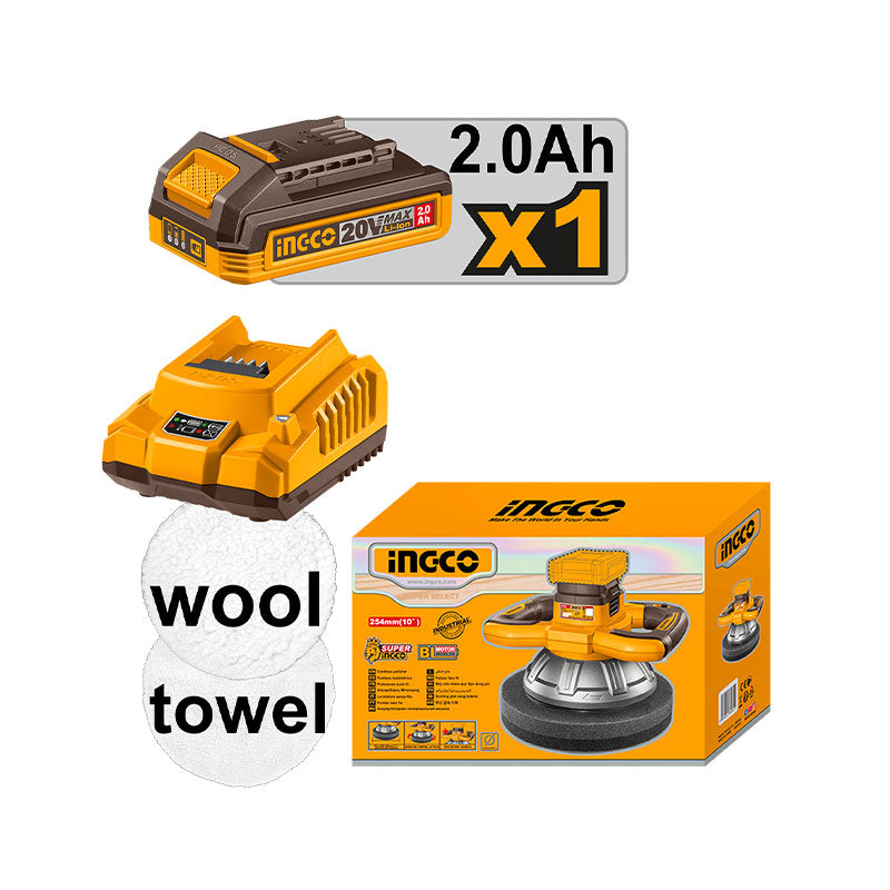 INGCO Cordless Polisher with a Polishing Pad Diameter of 254MM - COPLI2025481