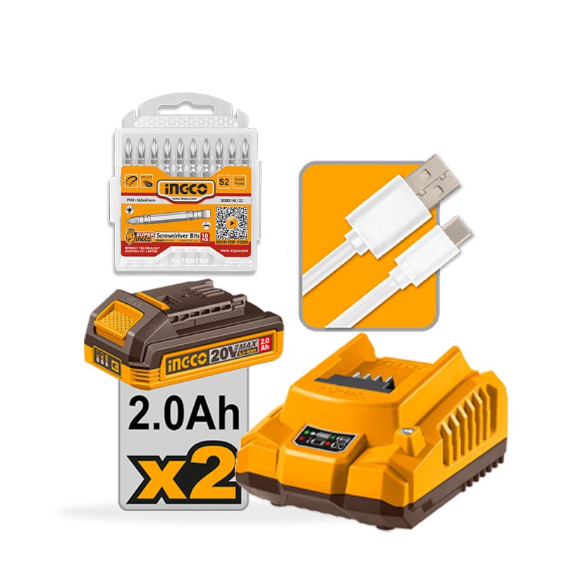 INGCO Cordless 2 Pcs Combo Kit - COSLI23048