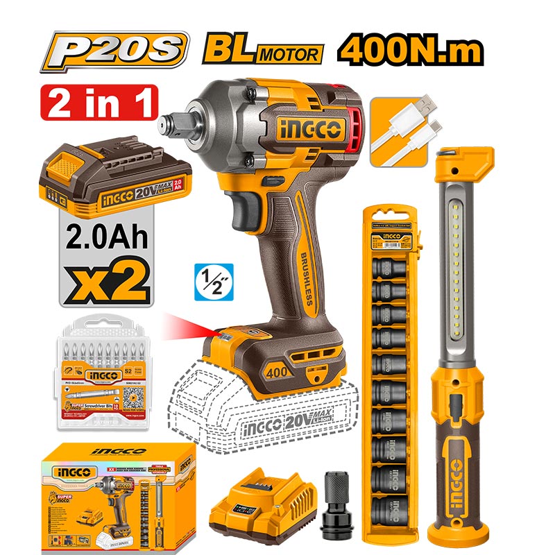 INGCO Cordless 2 Pcs Combo Kit - COSLI23048