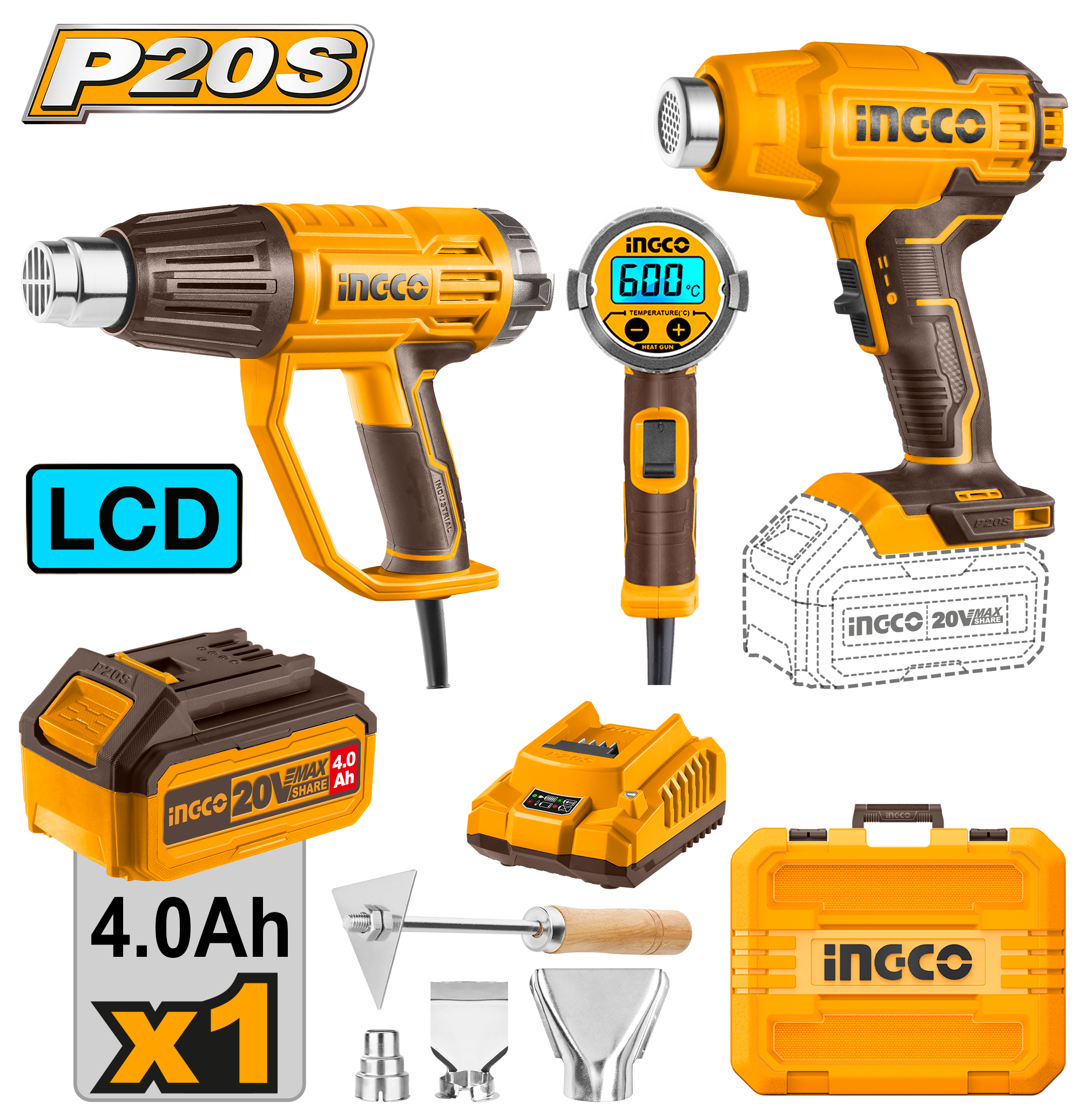 INGCO 20V Dual Heat Gun Combo Kit  - COSLI240201 Main image