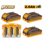 INGCO 3 Pcs Battery 20V 2Ah - P5C10 - COSLI240311