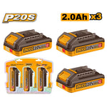 INGCO 3 Pcs Battery 20V 2Ah - P5C10 - COSLI240311