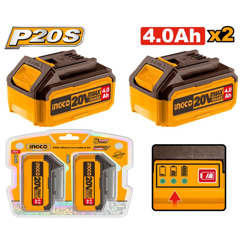 INGCO 2 x Battery Kit 20V 4Ah - COSLI240312