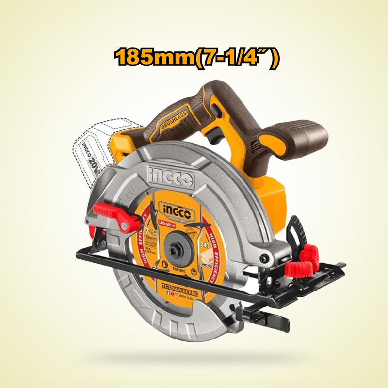INGCO Cordless 20V Circular Saw 7.25" + Brad Nailer 35mm + 2 Batteries - P1C2 - COSLI240866